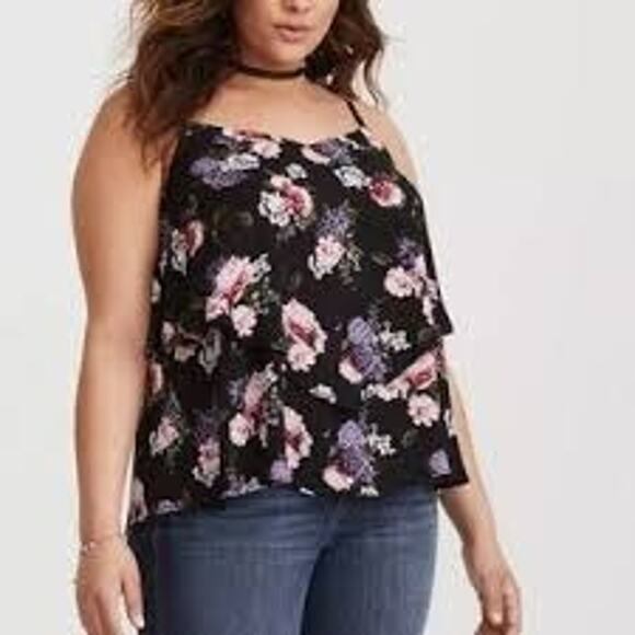 TORRID | 1 = 14/16  | Sleeveless Top Blouse Tank Dark Floral Womens Plus Size - Picture 1 of 13
